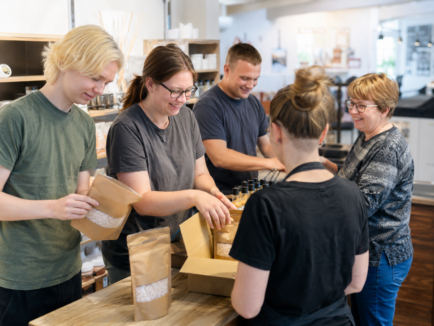 Deltagere arbejder med praktiske opgaver på Mariager Saltcenter
