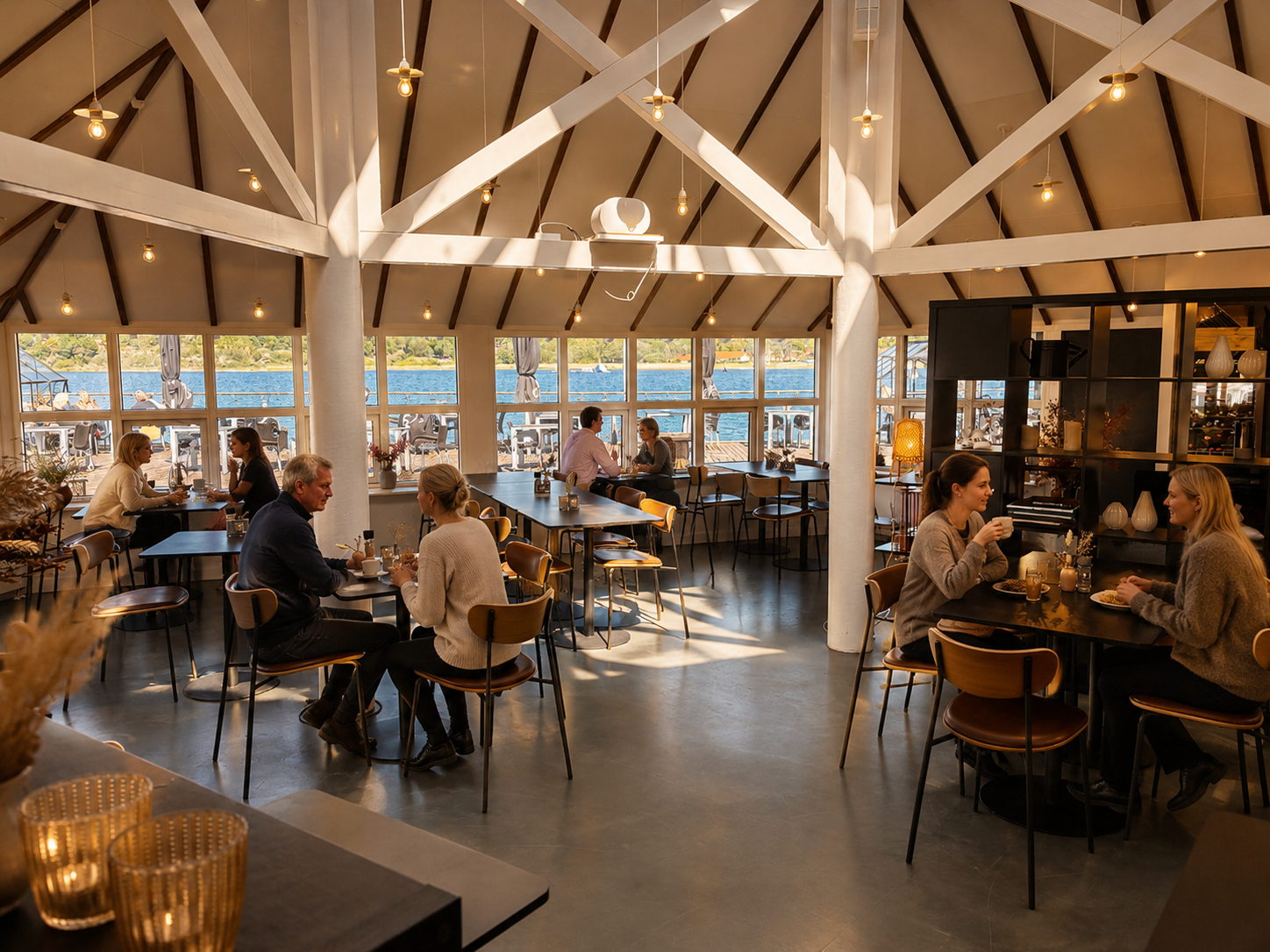 Gæster ved bord i Café Salt